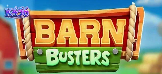 Cena animada do jogo de slot Barn Busters com ovelhas e um lobo em um celeiro
